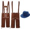 Generic Travestimento Oktoberfest Uomo Set di Costume Bavaresi Oktoberfest da Uomo Completo Tradizionale Maschile Tuta con Bavaglino Pantaloni Bretelle Cappello Due Pezzi Festa della Birra (A02-Blue, M)