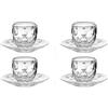 Guzzini Venice Glass - Set di 4 tazzine da caffè espresso in vetro con piattino in plastica, 110 ml