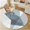 Odot Tappeto Sedia Ufficio Gaming, Rotondo Tappeto Salvapavimento Antiscivolo Protettore del Pavimento Tappetino per Sedia da Ufficio con Ruote per Piastrelle, Parquet (Geometria blu,120cm)