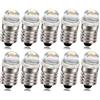 Ruiandsion 10pcs E10 LED Lampadine 12V COB 0.5W Bianco Caldo LED Aggiornamento Lampadine Sostituzione per Torcia Elettrica Lavoro Luci Non Polarità