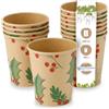 BIOZOYG 100 Bicchieri monouso da 200 ml Inverno 'Rami' per caffè da asporto biodegradabili. Bicchieri monouso per mercatini invernali in carta compostabile non sbiancata