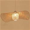 COCOL Lampada A Sospensione Rattan Bamboo Lampadario Con Paralume E27 in Rattan Per Illuminazione Plafoniera Legno Lanterna Creativa Paralume Fatto Mano Sala Pranzo Soggiorno Cucina Caffetteria Bar,55cm