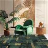 Generic Tappeto lavabile antiscivolo per camera da letto, lavabile in lavatrice, a pelo corto, tappeto moderno astratto verde, giallo, 90 x 150 cm