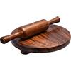 IBLAY Tagliere in legno, rotondo, per chakla, perfetto per fare chappati a casa, roti/chapati maker, set di mattarello in legno (Chakla Belan) (22,9 cm)
