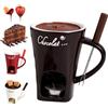 Yqooup per fonduta di cioccolato con forchette, da 130 ml, in ceramica, scalda burro in ceramica, per fonduta di formaggio, fonduta riscaldata con tealight, più calda per caramelle