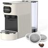 ELETTROFIX Macchina Caffè Cialde E.S.E. per Espresso Cremoso - 10 CIALDE COMPRESE, Macchinetta Del Caffe Cialde Compatta, Serbatoio 1.2L, Spegnimento Automatico, Espulsione Cialda, Vassoio Regolabile - Beige