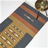 HOMESCAPES Tappeto kilim intrecciato a mano arancione e blu per corridoio, 80 x 180 cm, tradizionale tappeto geometrico Lundi in iuta e cotone con nappe