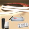 Planetitaly KIT SMART striscia LED tenuta stagna IP68 Linear COB flessibile Neon Flex dimmerabile 24V centralina vocale WiFi controllo vocale luce bagno turco sauna box doccia 3000K