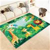 WHUOEUCO Tappeto per Soggiorno Cartone Animato Animale Della Giungla Uccello 80x150cm Tappeti Salotto Pelo Corto Moderno, Tappeto Lavabile Antiscivolo Morbido per Camera, Cucina, Sala da Pranzo