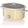 Swan Retro SF17031CN Slow Cooker 6,5L Contenitore di Cottura rimovibile, Ceramic Non-Stick PFOA & PTFE Free, 3 Livelli di Temperatura, Coperchio di Vetro, Design Vintage, Crema, 320W