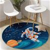 Generic 60 cm Tappeto Rotondo Blu Arancione Lavatrice Antiscivolo Tappeto per il Pavimento Cartone Animato Astronauta Cielo Stellato Low Pile Tappeti per Camera da letto Soggiorno Accento Cucina Indoor