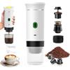 PZCC Caffettiera portatile/ricaricabile da 12 V con custodia, per caffè espresso, a riscaldamento rapido, per campeggio/auto, compatibile con capsule K-Cup, caffè macinato, da viaggio (bianco)