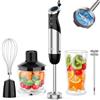 Proaustin Frullatore a immersione a mano, 1000 W, 12 velocità, 5 in 1, frullatore a immersione con lama in acciaio inossidabile 304, robot da cucina, bicchiere, frusta per uova e montalatte, senza BPA, purea di
