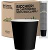 cubex professional 1000 Bicchieri in Carta da 75 ML Neri, per Caffè, Acqua, Bevande Calde e Fredde, 100% Riciclabili