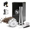 i Cafilas capsule ricaricabili per Delta Q capsule filtro ricaricabili in Acciaio Inox,capsule compatibili with Delta Q NDIQ7323, Delta Q MilkQool, EP Mini(LA Point) (Prensador Tamper+Cápsula)
