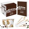 BioPrime Bicchierini Caffè Carta 65ml + Palettine - 2000 Bicchierini + 1000 Palettine in Legno di Betulla - Imbustate singolarmente - Monouso - Usa e Getta - Resistenti - Ideali per Casa, Ufficio,Bar,Feste.