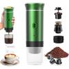 PZCC Caffettiera portatile/ricaricabile da 12 V con custodia, per caffè espresso, a riscaldamento rapido, per campeggio/auto, compatibile con capsule K-Cup, caffè macinato, da viaggio (verde)