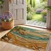 Generic Zerbino con spiaggia tropicale, tappetino per ingresso con vista sul mare, per esterni e interni, con scena oceanica, antiscivolo, in gomma assorbente, facile da pulire, 73 x 43 cm