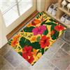 Generic Zerbino 60 X 90 Cm - Ibisco Zerbino Morbido Giallo Tappeto Per Ingresso E Interno, Fondo Antiscivolo Gommato, Facile Da Pulire - Rettangolare - Fiori Tropicali