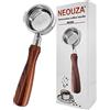 NEOUZA Portafiltro senza fondo da 58mm per macchina da caffè espresso, compatibile con Breville Gemilai E61 universale in acciaio inox, due orecchie con cestello filtro