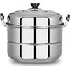 Fictory, vaporiera in acciaio inox a 2 livelli, grande capacità per cucina, per cuocere a vapore verdure e uova, design durevole, soluzione di cottura facile
