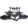 openspaceshop Pentole e Padelle Set 12 Pz. Bavaria Rivestimento Antiaderenti Pietra per tutti i Tipi di Piano Cottura Manici Ergonomici Antiscivolo con Fondo Induzione Ad Altissima Conducibilità