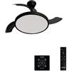 CREATE / WIND CLEAR STUDIO M/Ventilatore da soffitto con luce nero con controllore da parete e telecomando / 40W, Temporizzatore, Ø 108 cm, pale retrattili, 3 temperature di luce, estate-inverno