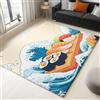 Generico Tappeto Salotto Moderno 90 x 150 cm Stile Hokusai Sushi Sashimi Onde Del Mare Tappeto per Camera da Letto Adolescenti Bambini Soggiorno Tappeto Flanella Carpets Lavabile Antiscivolo Morbido Tappetino