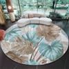 Generic Tappeto Rotondo 150 Cm Resistente E Lavabile Con Tropicale Foglie Rami E Foglie Di Monstera - Morbido E Confortevole Colore Azzurro Per Soggiorno Studio O Cameretta Dei Bambini