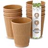 BIOZOYG 50x bicchierini caffè isotermici 300 ml / 12 oz, Ø 90 mm marrone - bicchieri carta a doppio strato e senza plastica - bicchierini caffe carta