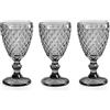 Gicos Set 6 calici bicchieri bicchiere acqua 260 ml in vetro colore grigio 17 cm GIN-820458