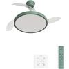 CREATE / WIND CLEAR STUDIO M/Ventilatore da soffitto con luce verde sage con controllore da parete e telecomando / 40W, Ø 108 cm, 6 velocità, pale retrattili, 3 temperature di luce, estate-inverno