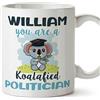 Mugffins Tazza Personalizzata in ceramica per POLITICO uomo 11 oz / 350 ml - In inglese - Custom Koalafied - Idea regalo per compleanno, anniversario, natale, laurea