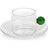 Zafferano Bilia - Tazza da caffè con piattino piccolo, colore: verde zafferano