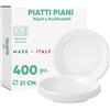 ecodrinks - 400 Piatti Piani Bianchi da Ø21cm - RIUTILIZZABILI - Base Antiscivolo, Robusti e Lavabili - Ideali per Sagre, Feste, Eventi - Scelta Ecologica e Sostenibile