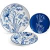 Today Home, Servizio piatti per 6 persone, 18 pezzi, Porcellana, Tulip Blu, Adatto: Microonde e Lavatoviglie