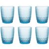 Evviva Set 6 Bicchieri acqua in vetro decorato 320 ml - Mozart (Azzurro)