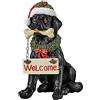 ZHUOZZ Statua di cane di benvenuto per le vacanze con cappello da Babbo Natale, ornamento natalizio di labrador retriever nero, statua di cane realistico in resina, scultura di segno di benvenuto da giardino