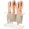 Brandani 54563 Z blocco portacoltelli in acrilico con 4 rose Gold S/coltelli da formaggio in acciaio INOX, multicolore