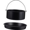 IMIKEYA Set Accessori Friggitrice Ad Aria 2 Pezzi in Acciaio Al Carbonio Barile Per Torta 20 Cm e Teglia Pizza Antiaderente Per Cucina Casalinga