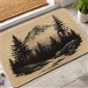 Generic Zerbino con paesaggio di montagna, con alberi di pino nero, zerbino per ingresso esterno e interno, decorazione rustica, in gomma, impermeabile, antiscivolo, assorbe la polvere, facile da pulire, 73 x