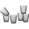 Baroni Home Set 6 pz Bicchieri Wave in Vetro Colorati e Decorati con Righe in Rilievo 30 CL, Bicchieri Eleganti Lavabili in Lavastoviglie, 8x8x9,5 cm Fumè