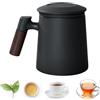 mumisuto 400ml Tazza Di Ceramica Con Filtro E Coperchio E Manico, Lavabile In Lavastoviglie, Tazza Grande Per La Macerazione Del Tè Per I Fogli Sciolti, Regalo Per Compleanno Natale E Vacanze (Nero)
