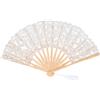 Jenngaoo Ventaglio Pieghevole, 27cm Ventaglio di Pizzo in Stile Vintage Cinese con Nappa, Ventaglio a Mano Cava per La Decorazione di Abiti da Ballo per Feste di Matrimonio (Beige)