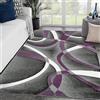 SRTJURFG Tappeto Salotto Moderno 120x170 cm Lavabile Pelo Corto Tappeto Antiscivolo Camera da Letto Sala da Pranzo Ufficio Moderno geometrico grigio viola