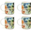 Excelsa Fiori Frida Set 4 Tazze Mug in New Bone China, 300 ml, Fantasia Floreale