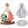 DIYBravo Stampo 3D Resina Epossidica Albero Natale Stampo Cornice Foto Rotondo Resin Molds Ornament, Decorazione Tavolo Ufficio