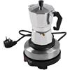 KigerNee Caffettiera elettrica per caffè espresso con piastra riscaldante da 500 W, 3 tazze con 5 livelli di temperatura e valvola di sicurezza per campeggio/ufficio (nero, 150 ml), con protezione contro il