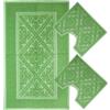 SaRani Set Tappeti Bagno Sardo Tris 3 Pezzi Doccia Bidet Water Cotone (Verde)