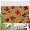 Astra Zerbino esterno con Fiori rossi in cocco 60 x 90 cm naturale -16 mm Zerbino in cocco per esterni e interni - Tappetino antisporco antiscivolo